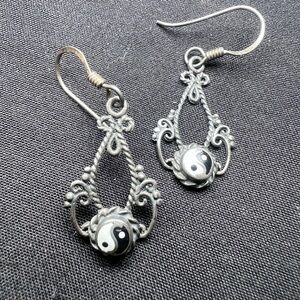 Yin and yang sterling silver earrings